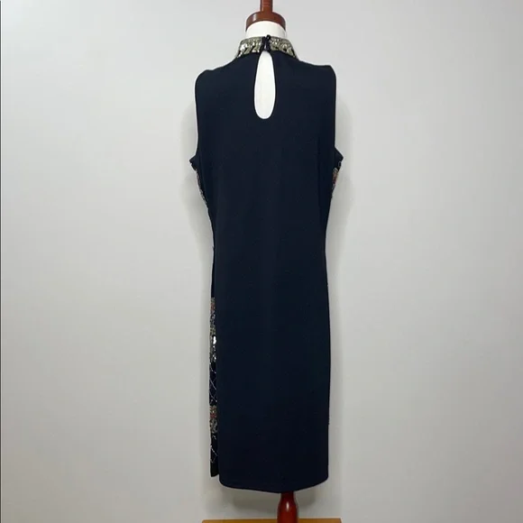 Suzy Sheer Black and Gold Embellished Sequin Cocktail Dress Size Small - Picture 7 of 10